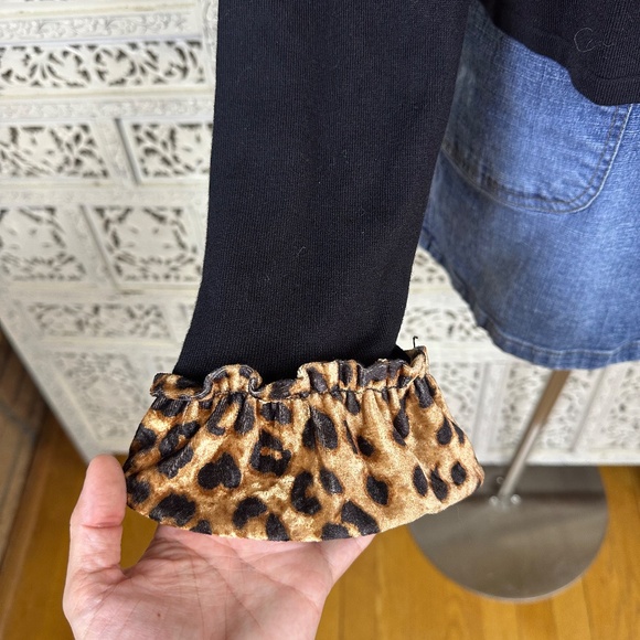 INC international Concepts Black Ribbed Cheetah Print Single Closure Cardigan - Picture 4 of 8